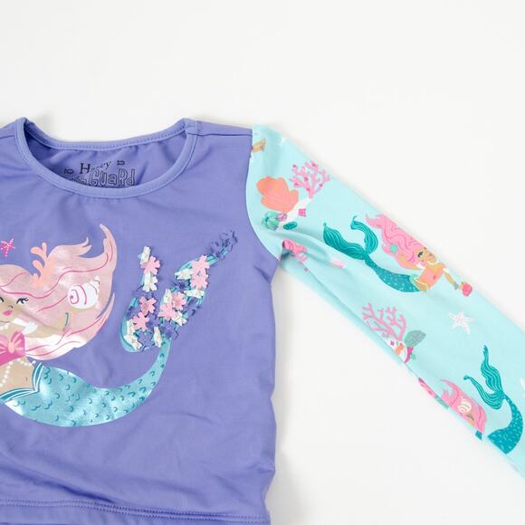 Hatley 2-Piece Mermaid Tales Rashguard Swim Set Purple Turquoise Baby 12-18m - Picture 3 of 9
